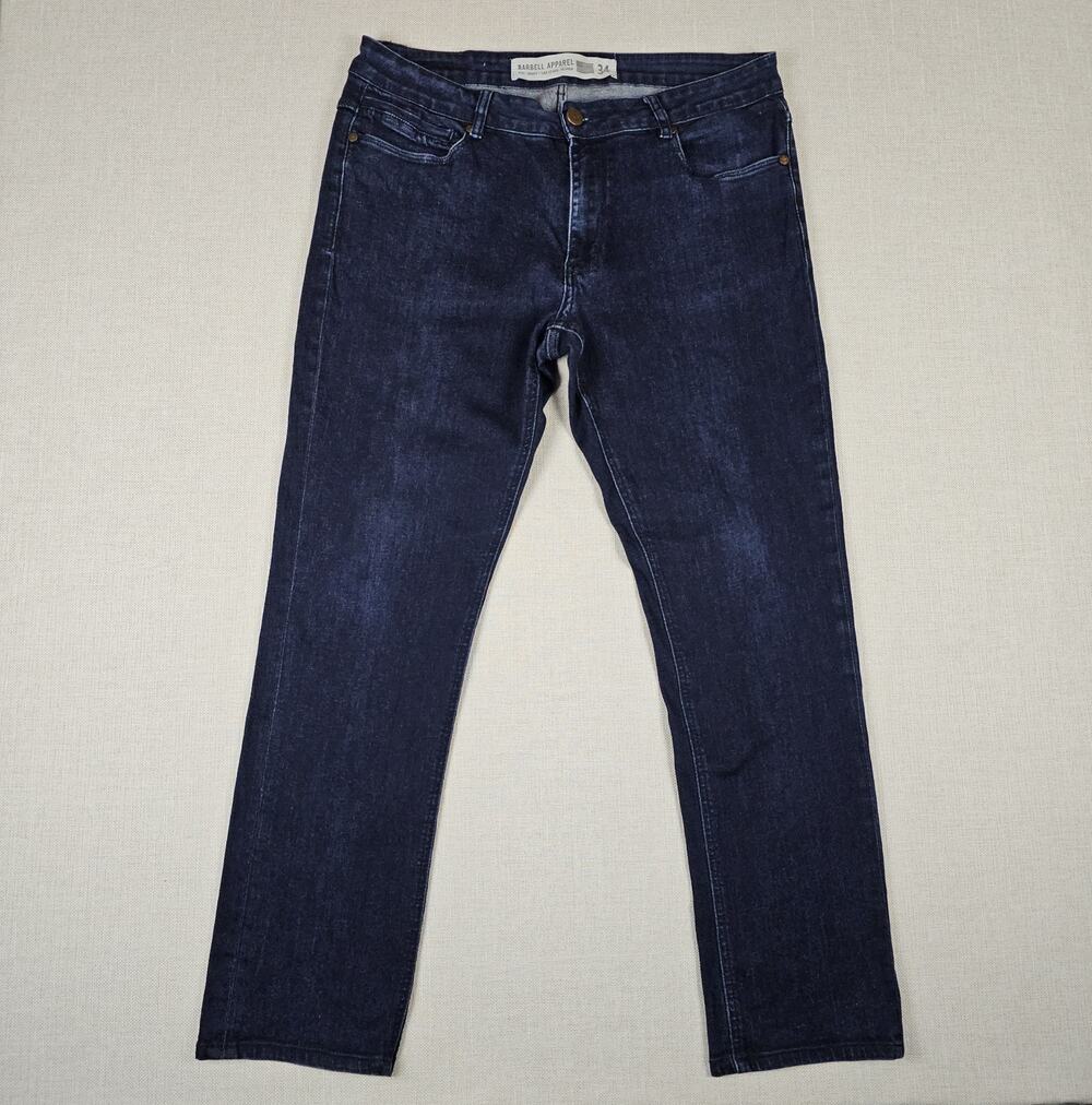 Barbell Apparel Straight Athletic Fit Jeans Mens 34x29 Dark Wash Indigo Stretch